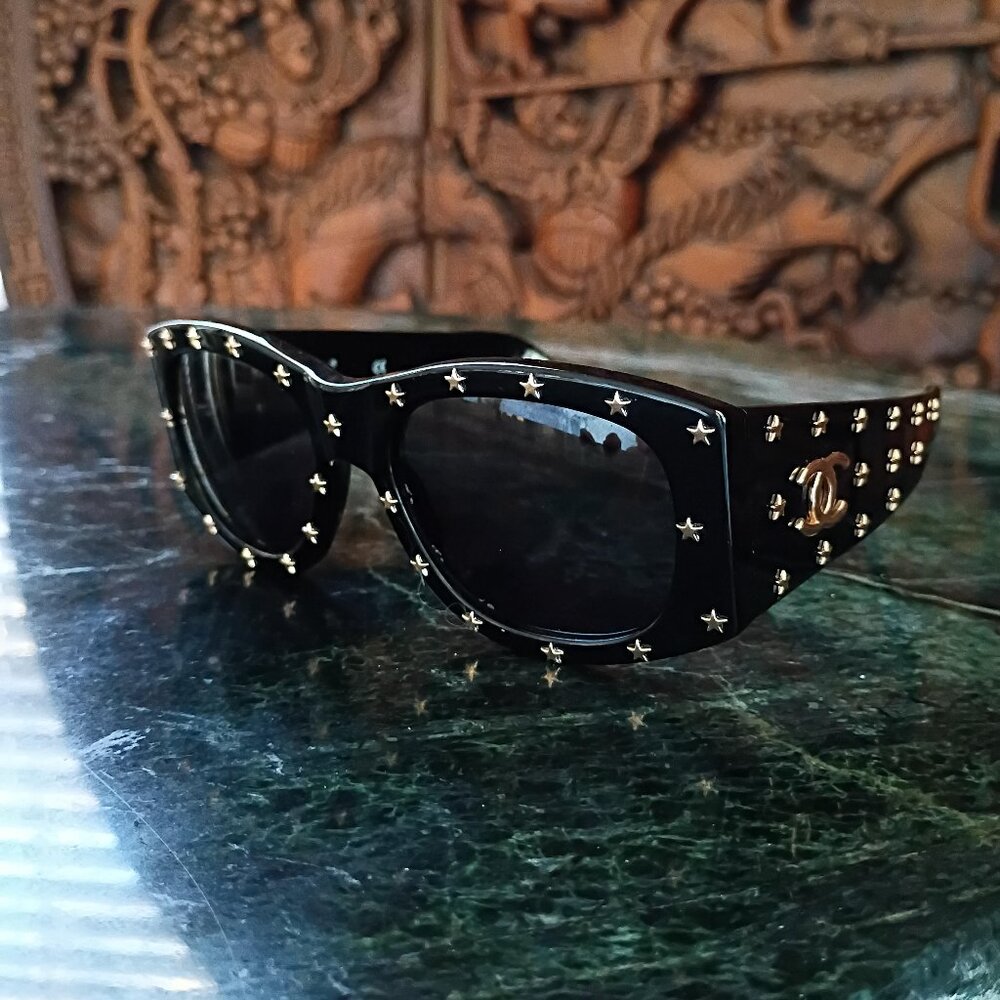 Rare Chanel 1990's Star Les Etoiles Studded CC Sunglasses - Picture 9 of 16